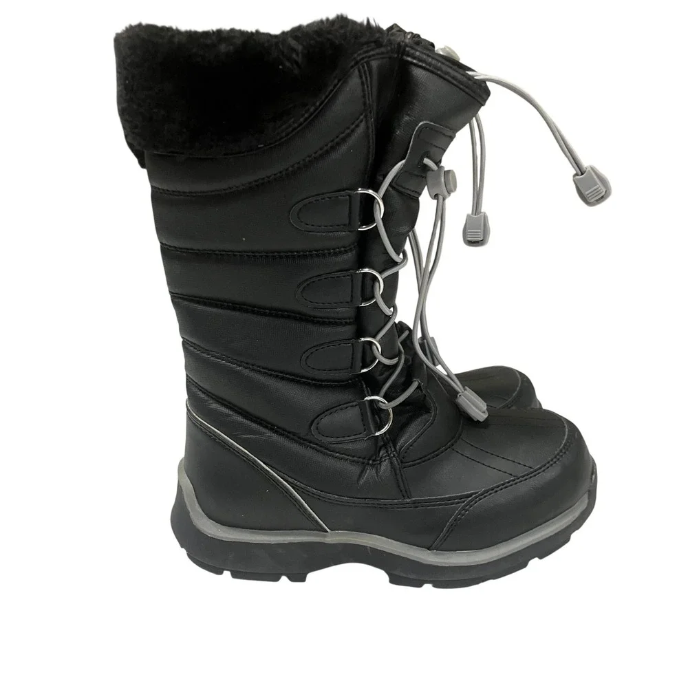 Lands End Snow Flurry‎ Insulated Winter Boots Black Faux Fur US 1M 511735
